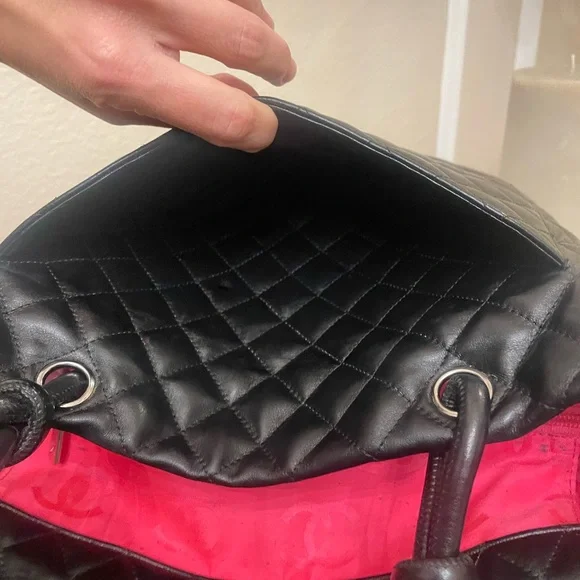 ❤️TRADED❤️Chanel Black cambon shopper tote pink silver dyed painted - Picture 6 of 13